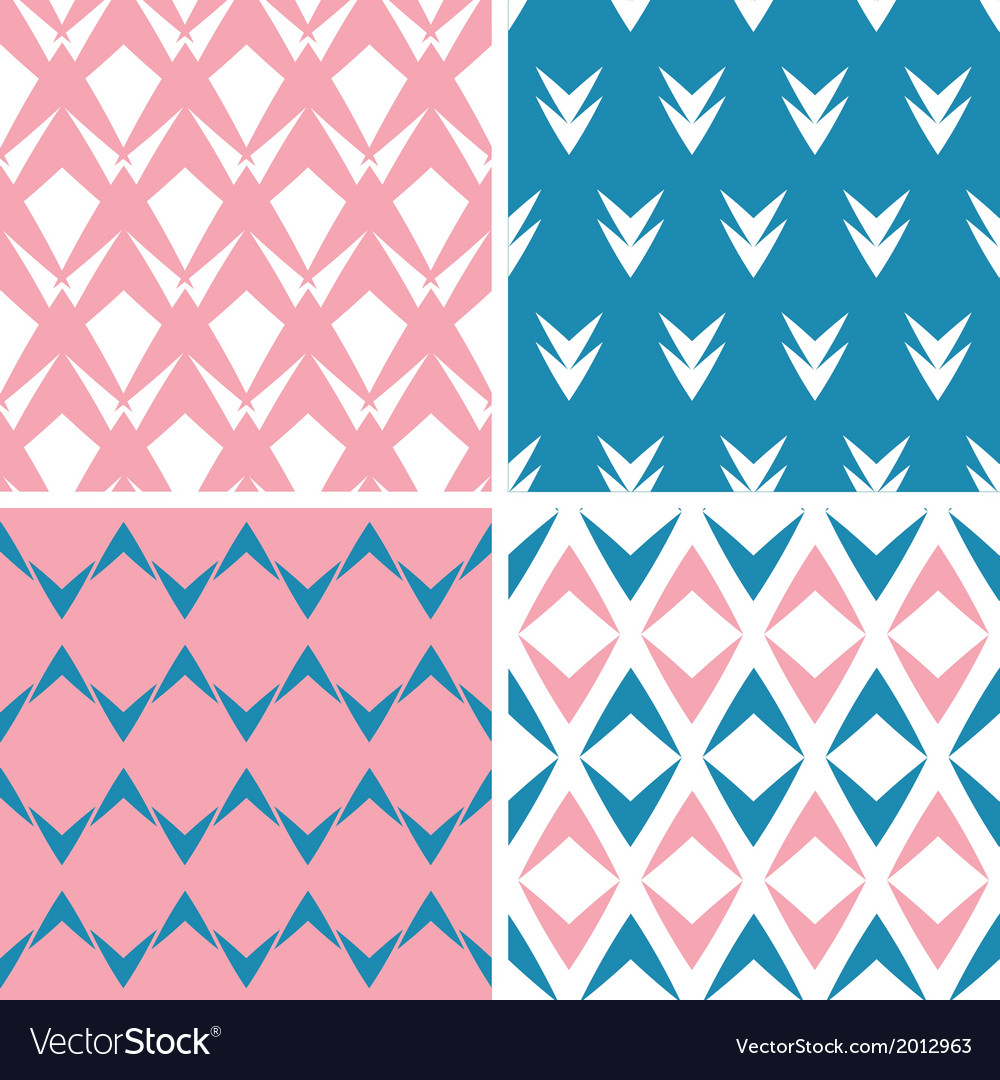 Four abstract pink blue arrows geometric