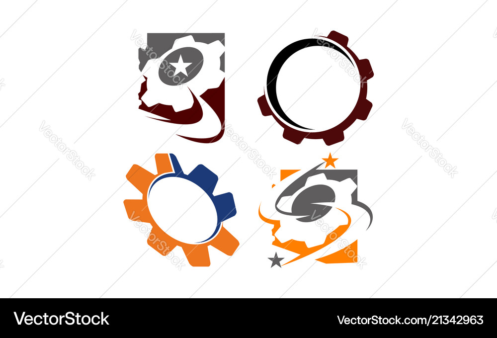 Gear solution template set Royalty Free Vector Image
