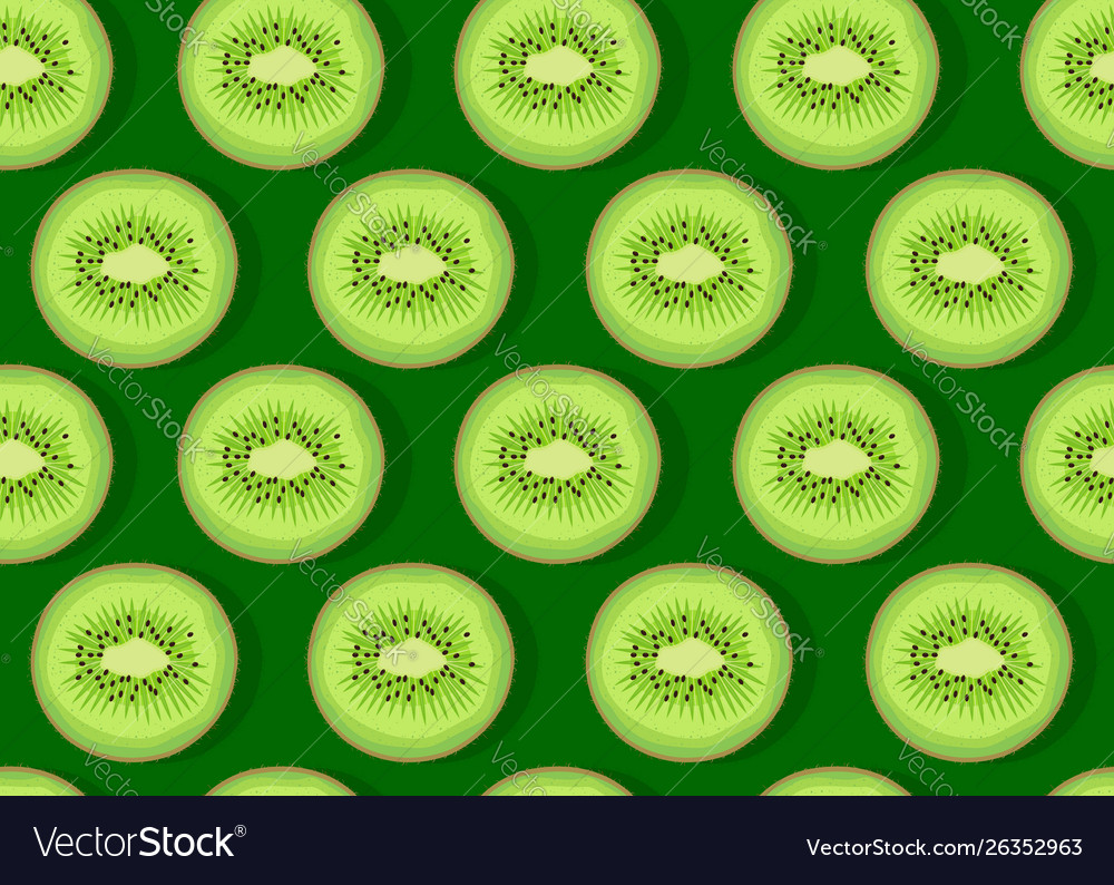 Kiwi fruit piece seamless pattern with shadow