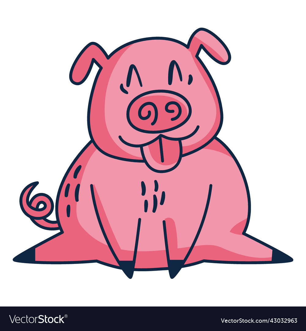 Pig with tongue out cartoon Royalty Free Vector Image