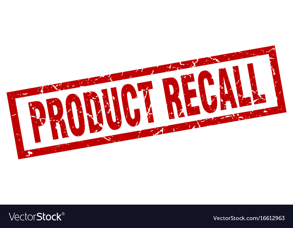 Square grunge red product recall stamp