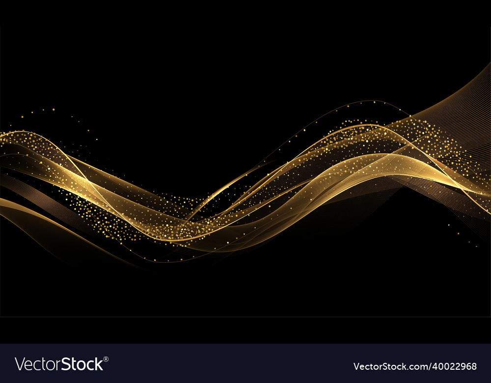 Abstract gold waves shiny golden moving lines Vector Image