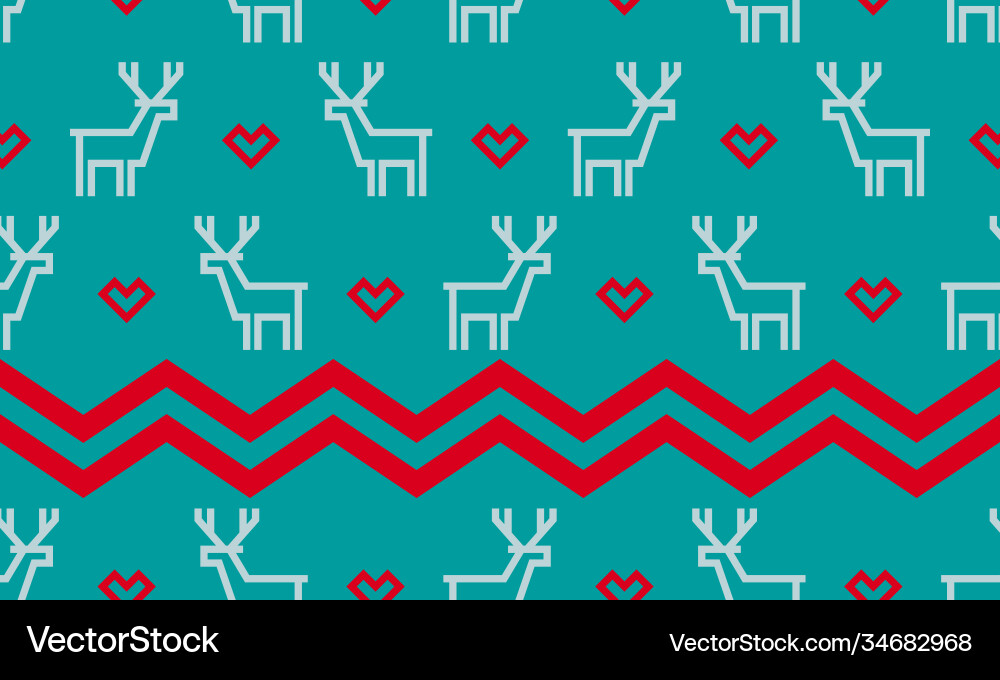 Christmas deer pattern background seamless Vector Image