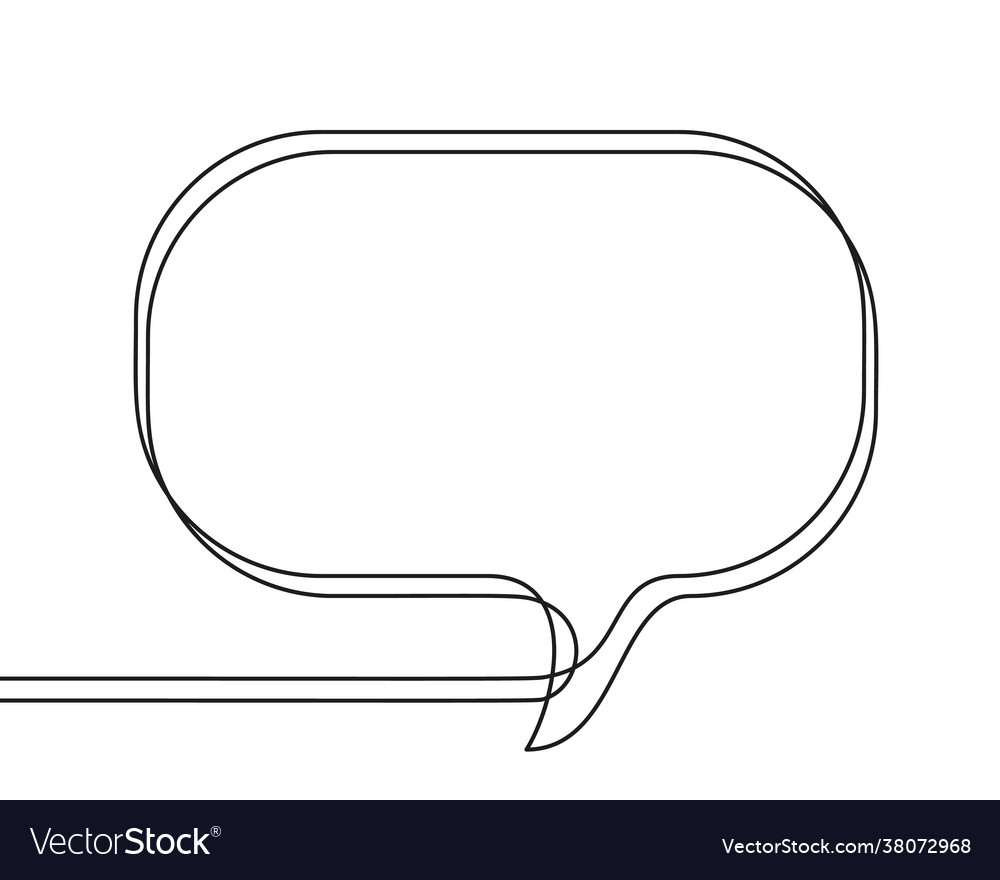 Continuous line drawing speech bubble black Vector Image