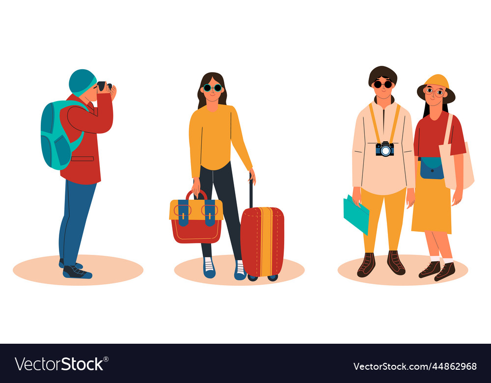 Flat world tourism people set Royalty Free Vector Image