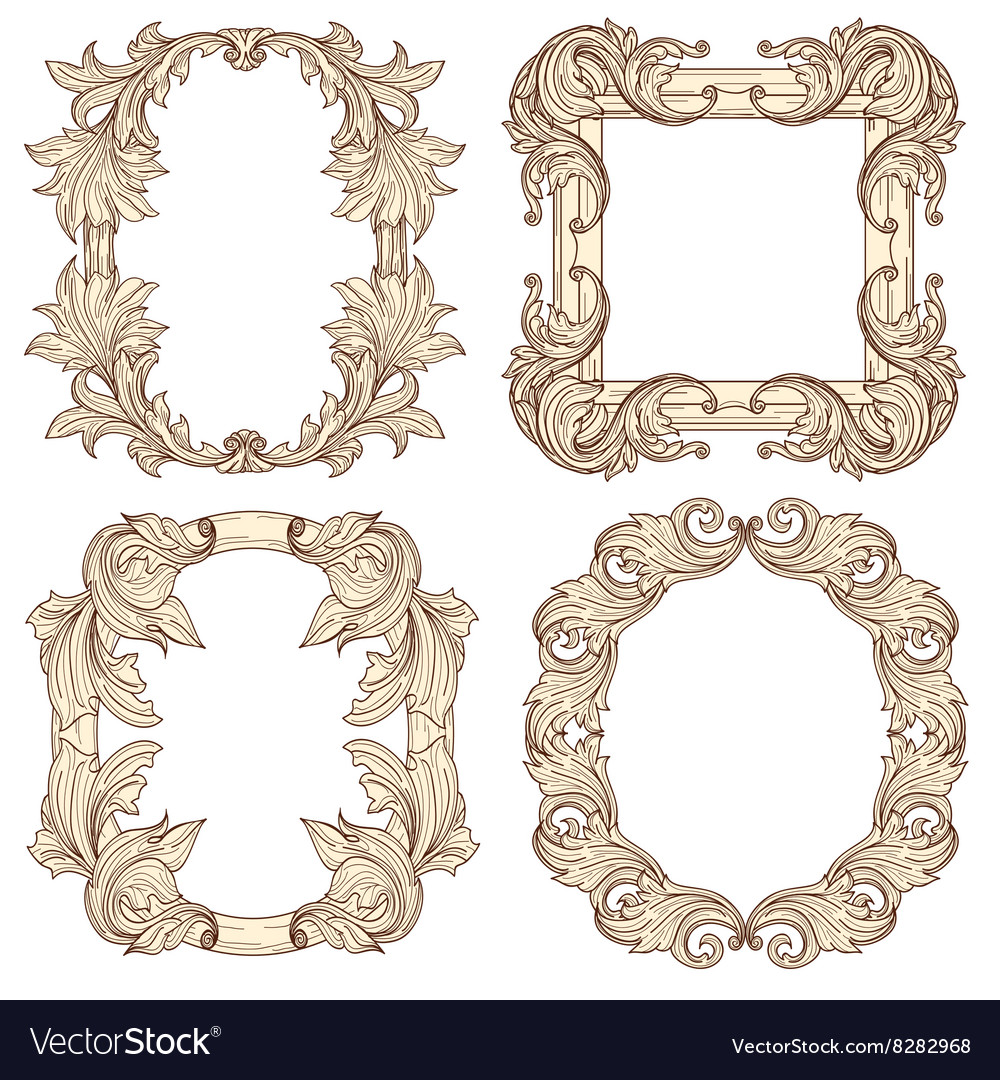 Picture Frames In Baroque Antique Style Royalty Free Vector Picture Frames In Baroque Antique Style