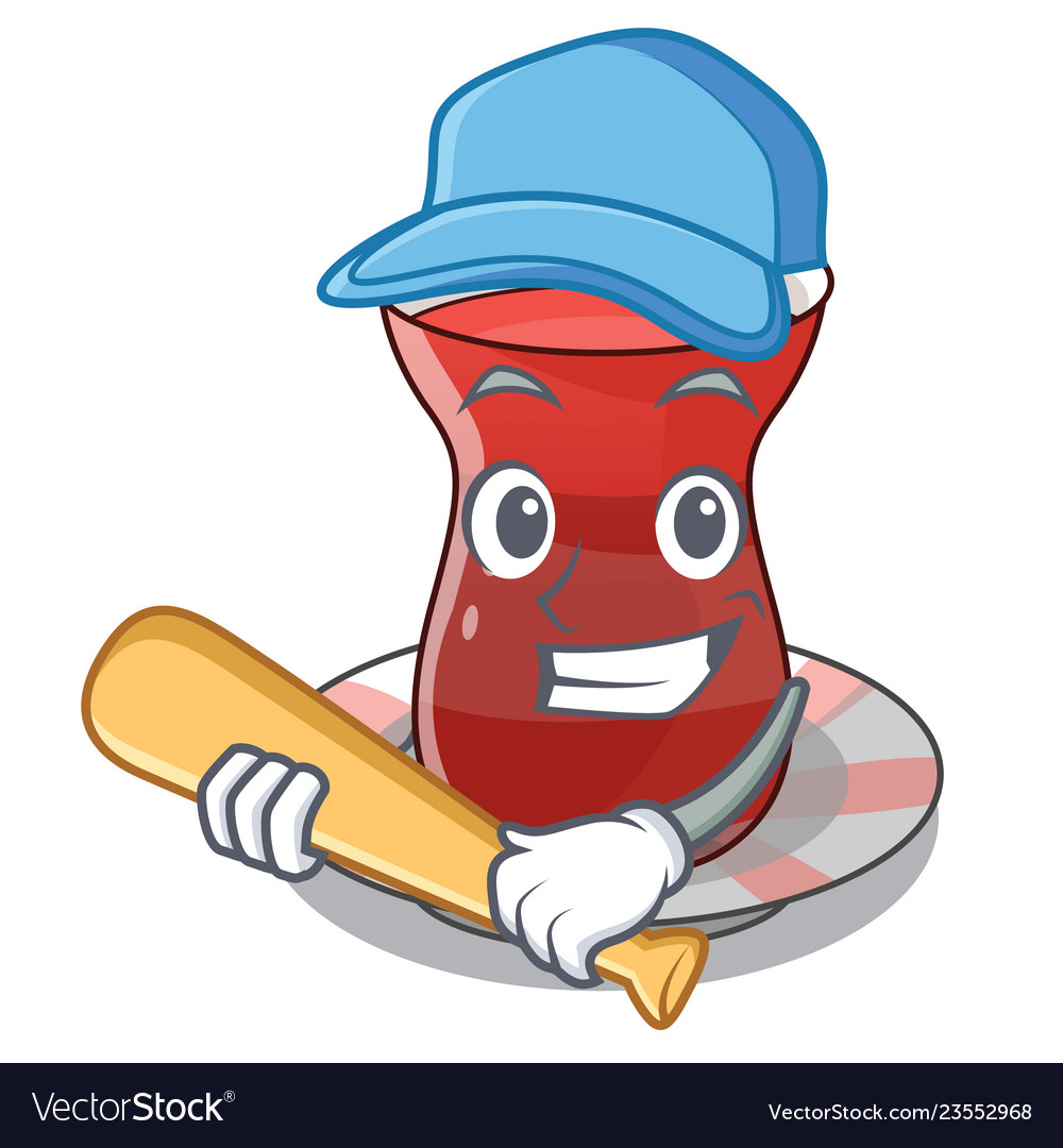 Playing baseball trukish tea in the cartoon form Vector Image