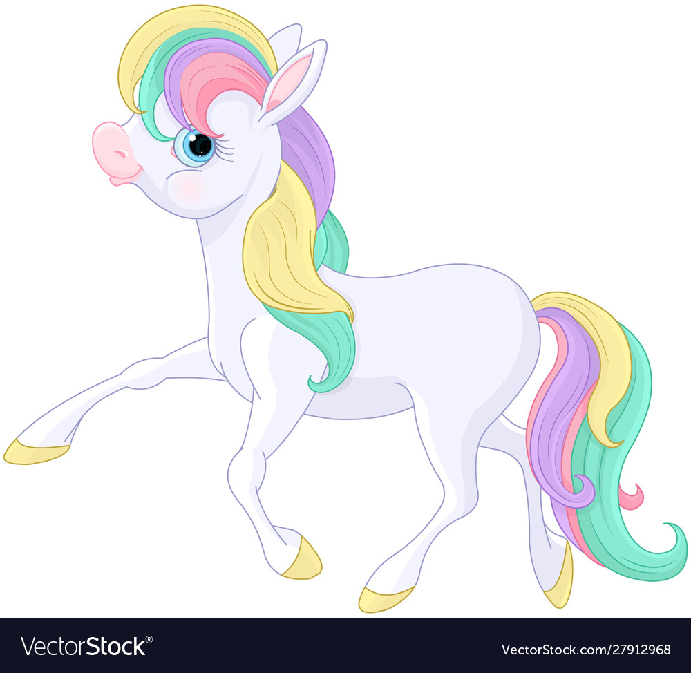 Rainbow pony walking Royalty Free Vector Image