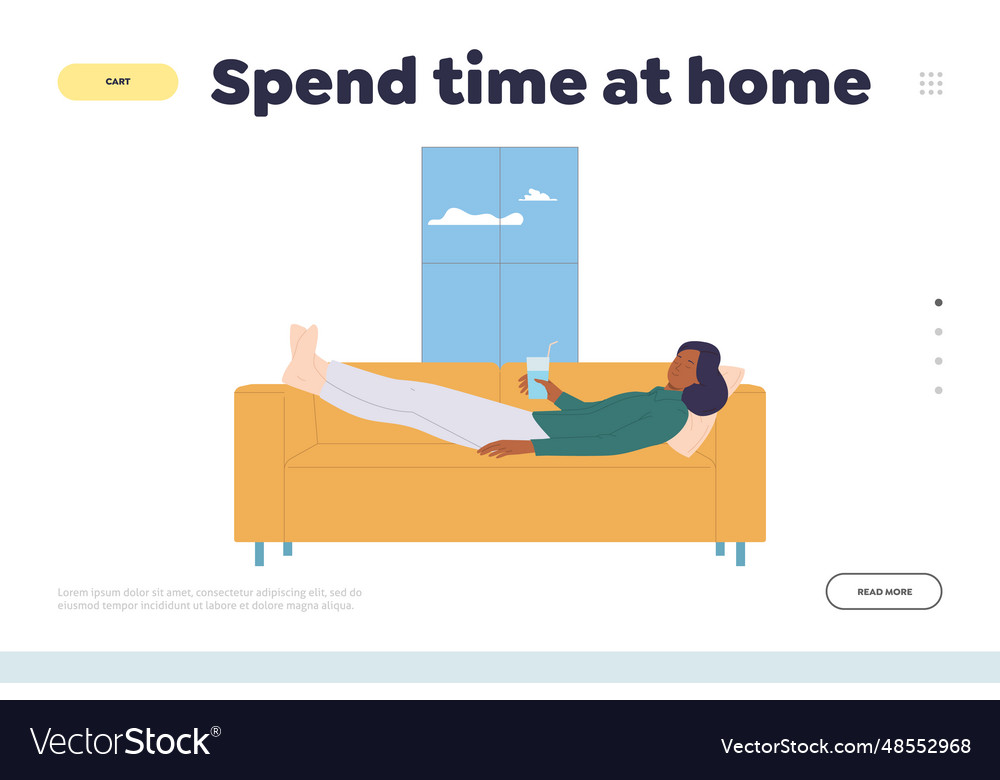 Spending time at home concept for landing page Vector Image