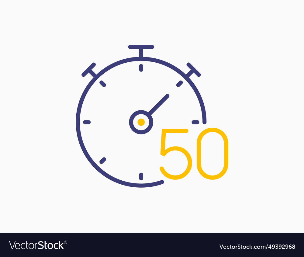 Timer 50 minutes line icon clock countdown Vector Image