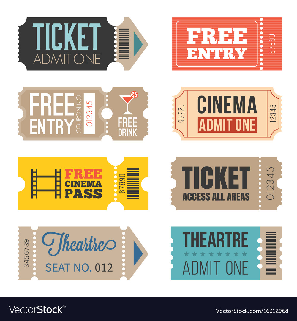 Vintage tickets in different style Royalty Free Vector Image