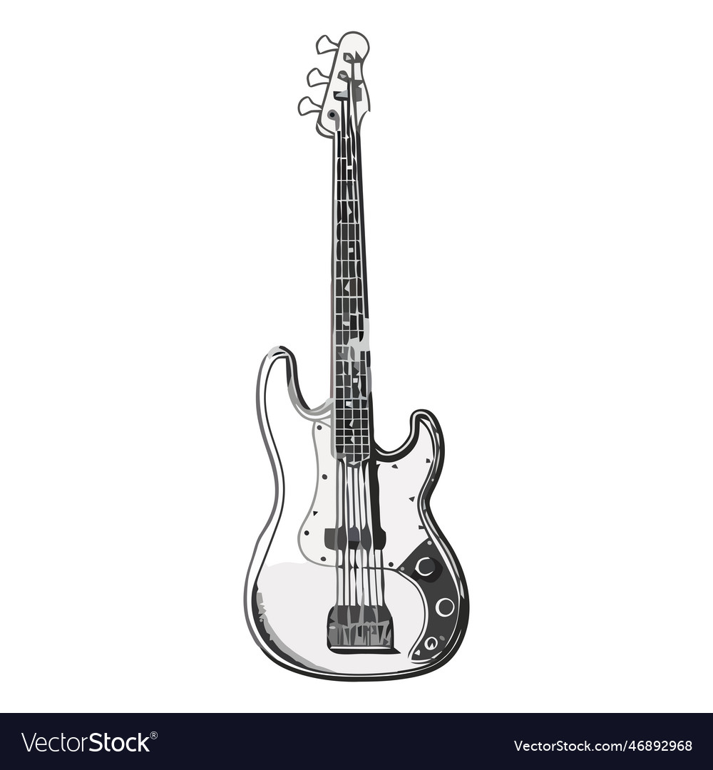 White and gray electric guitar instrument Vector Image