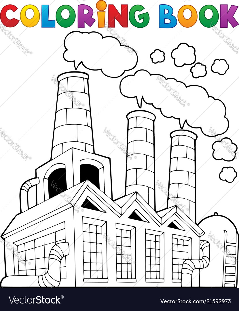 Coloring book factory theme 1 Royalty Free Vector Image