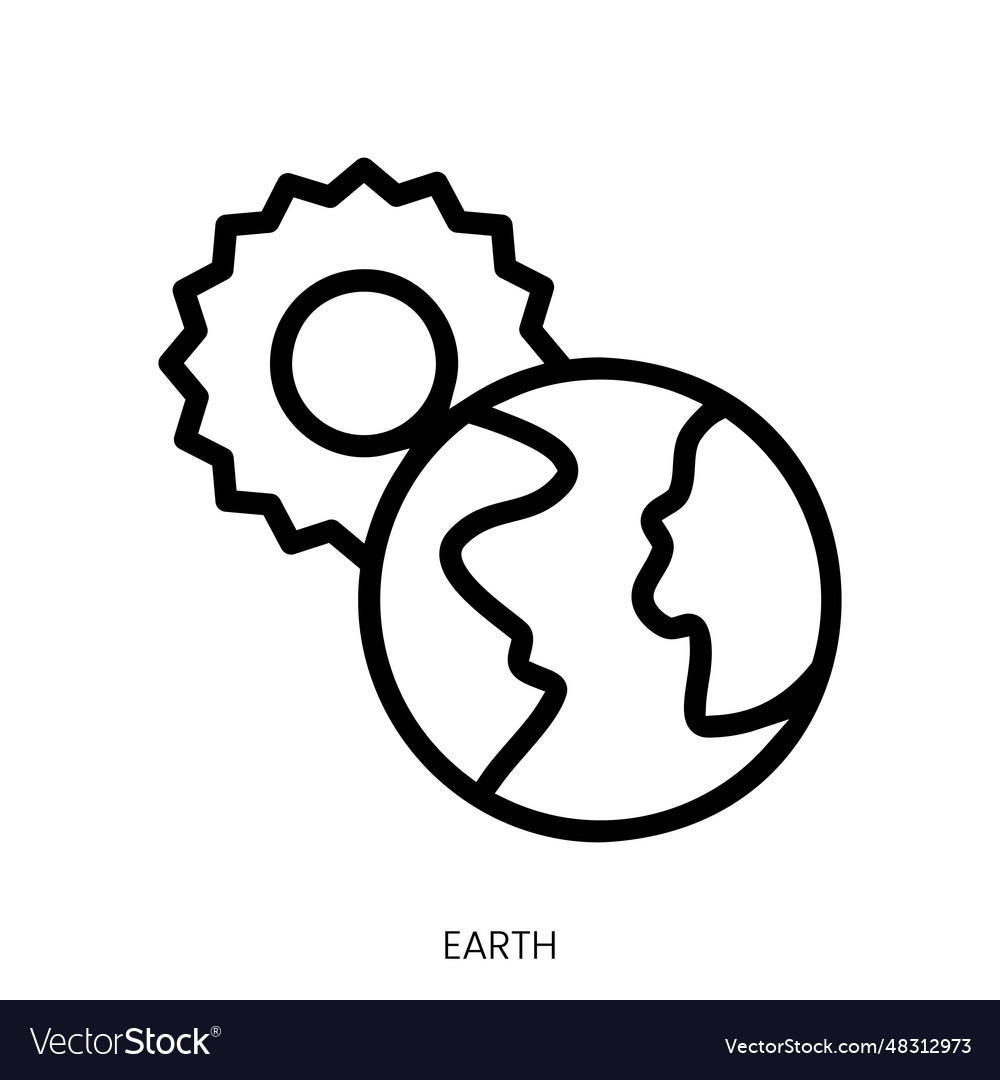 Earth Icon Line Art Style Design Isolated Vector Image