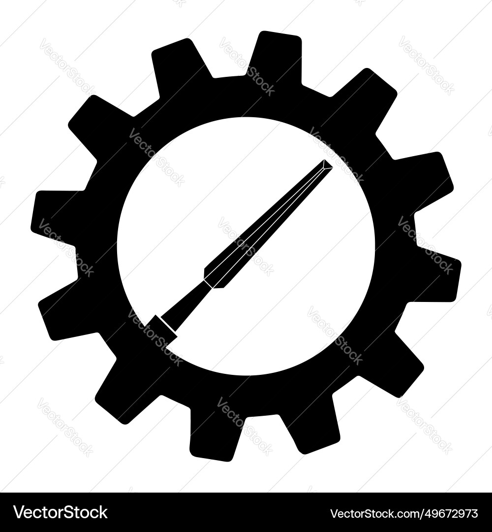 Simple of chisel icon in gear for app or web Vector Image