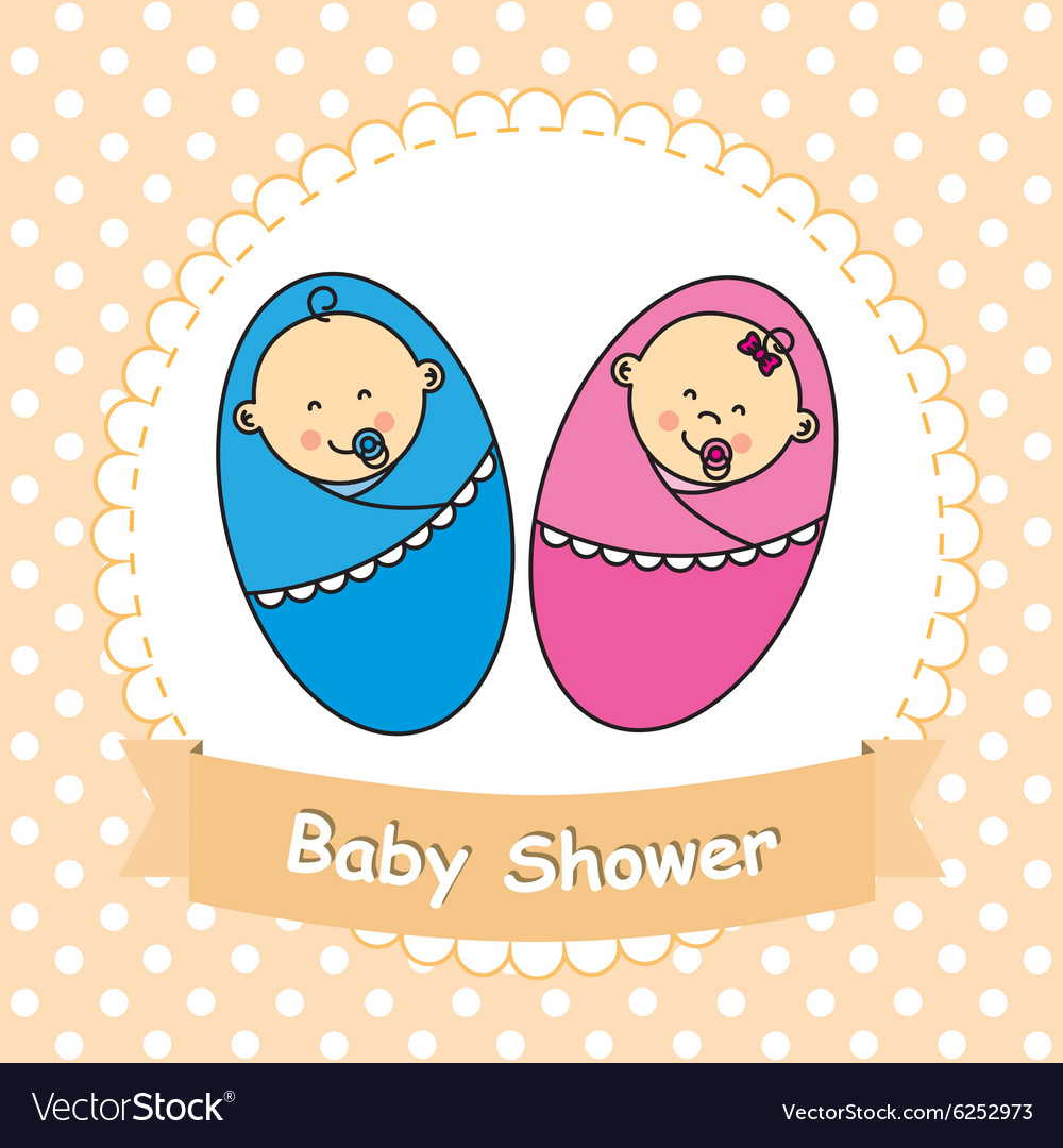 Twins baby shower Royalty Free Vector Image - VectorStock