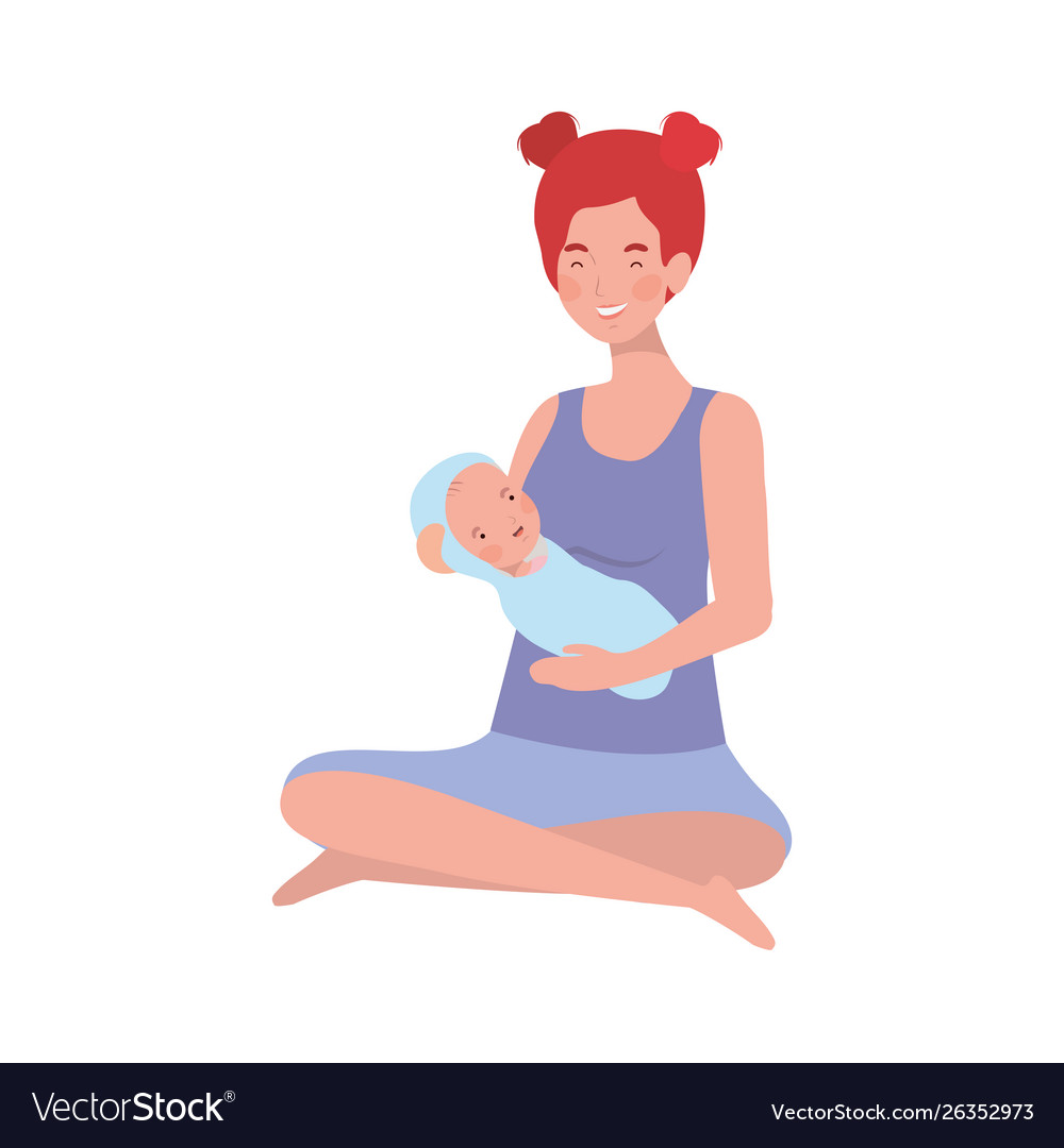 Woman with a newborn baby in her arms