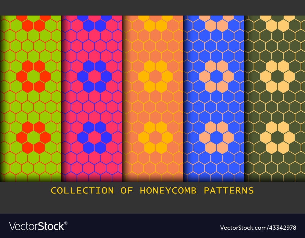 Bright colors honeycombs set of geometric seamless