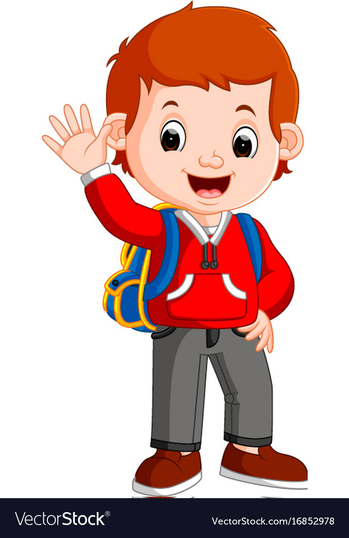 Cute boy on his way to school Royalty Free Vector Image