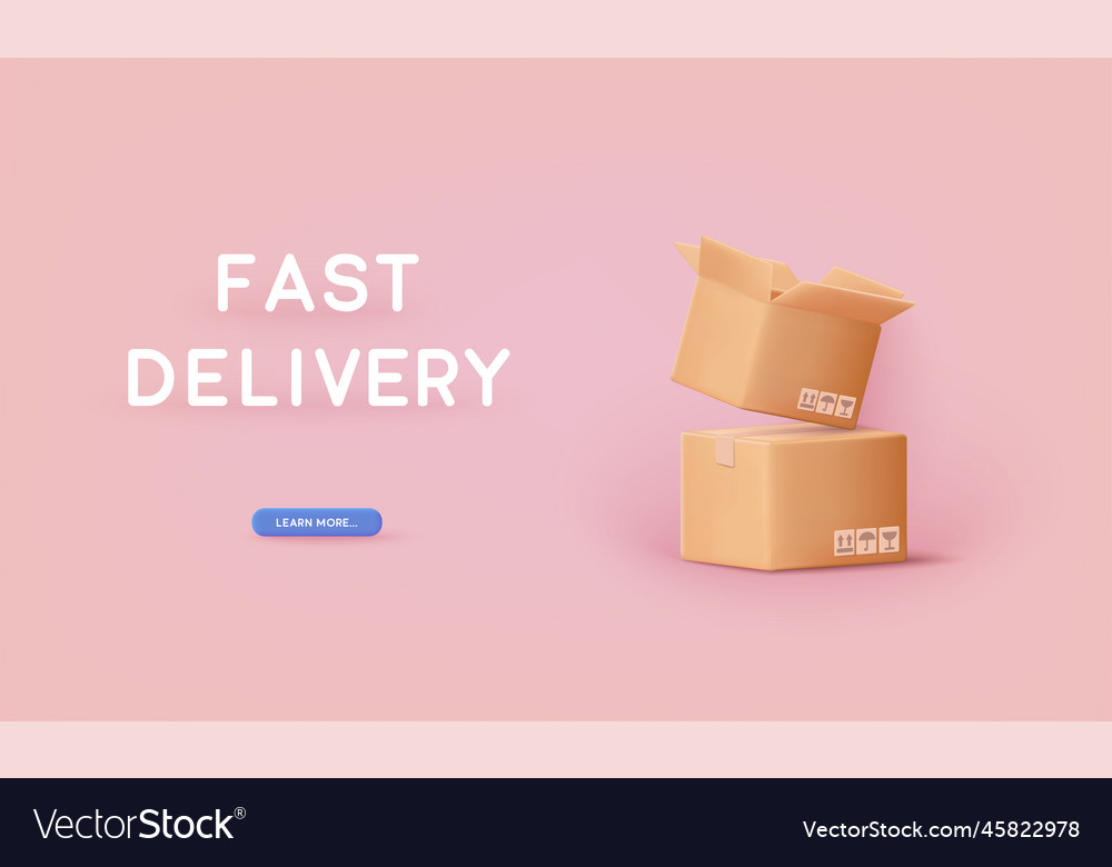 Fast delivery concept render cargo box Royalty Free Vector