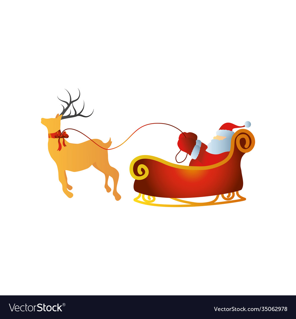 Merry christmas santa in sled with reindeer Vector Image