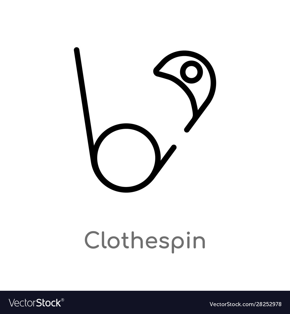 Outline clothespin icon isolated black simple Vector Image