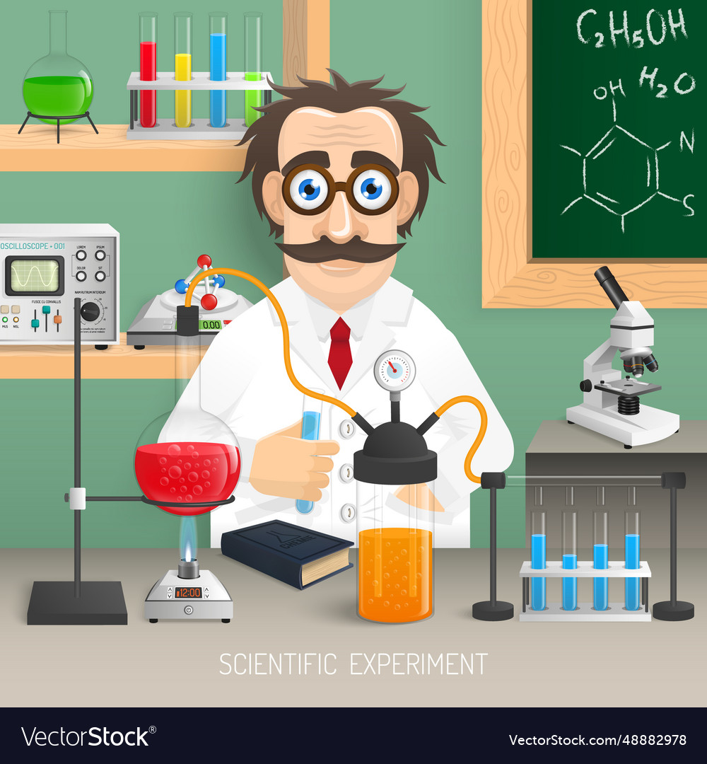 Scientist in chemistry lab Royalty Free Vector Image