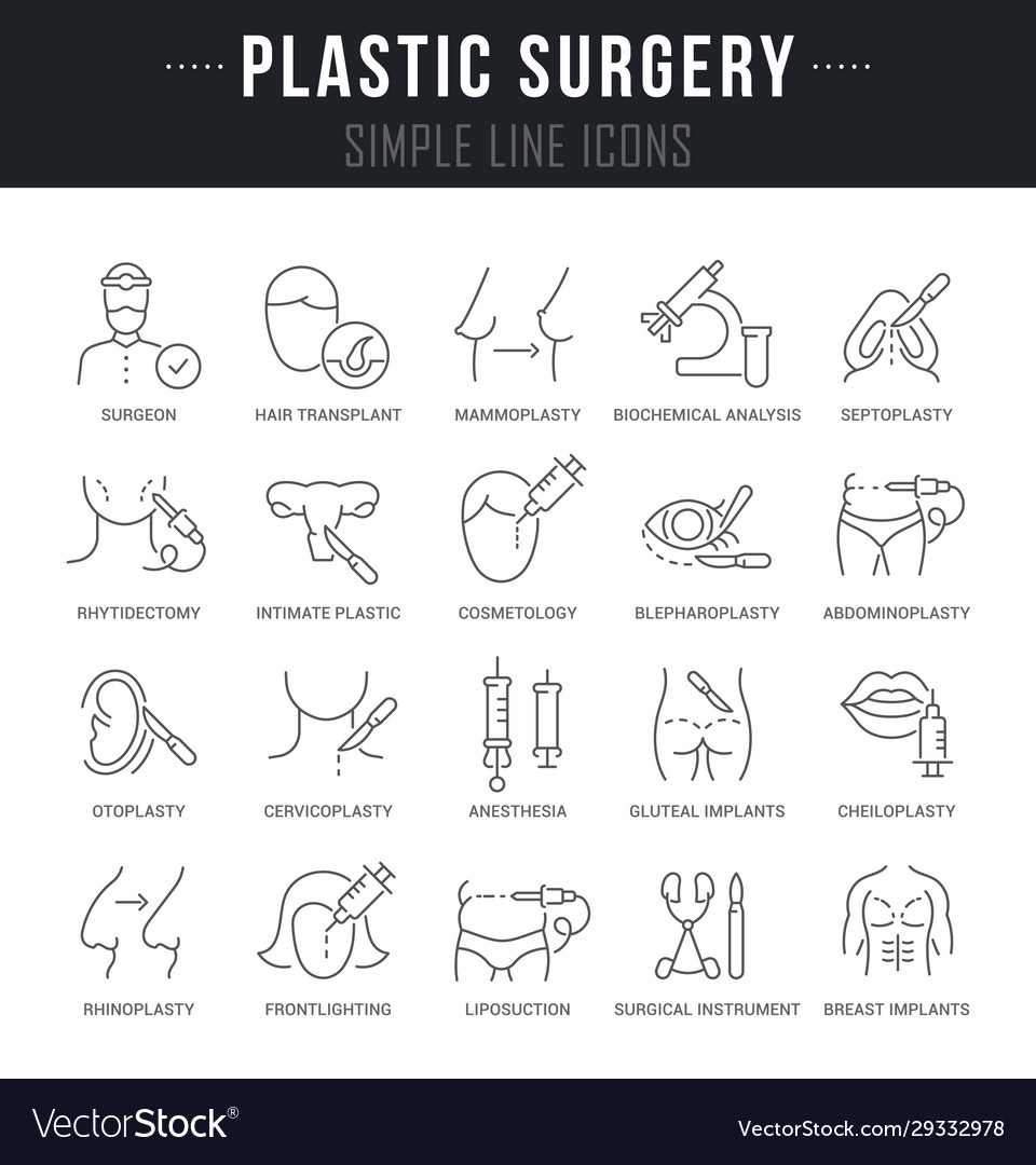 Set line icons plastic surgery