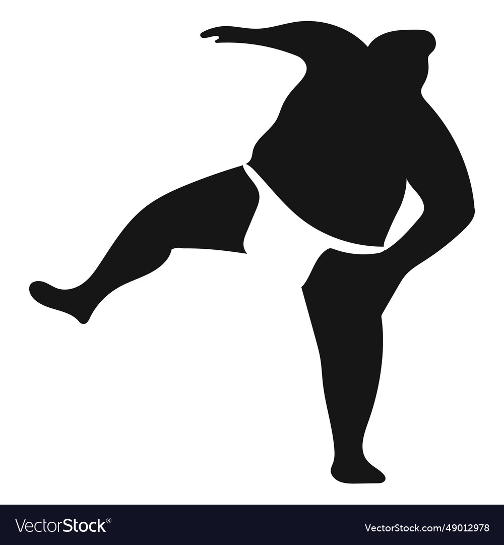 Stumping sumo wrestler silhouette Royalty Free Vector Image