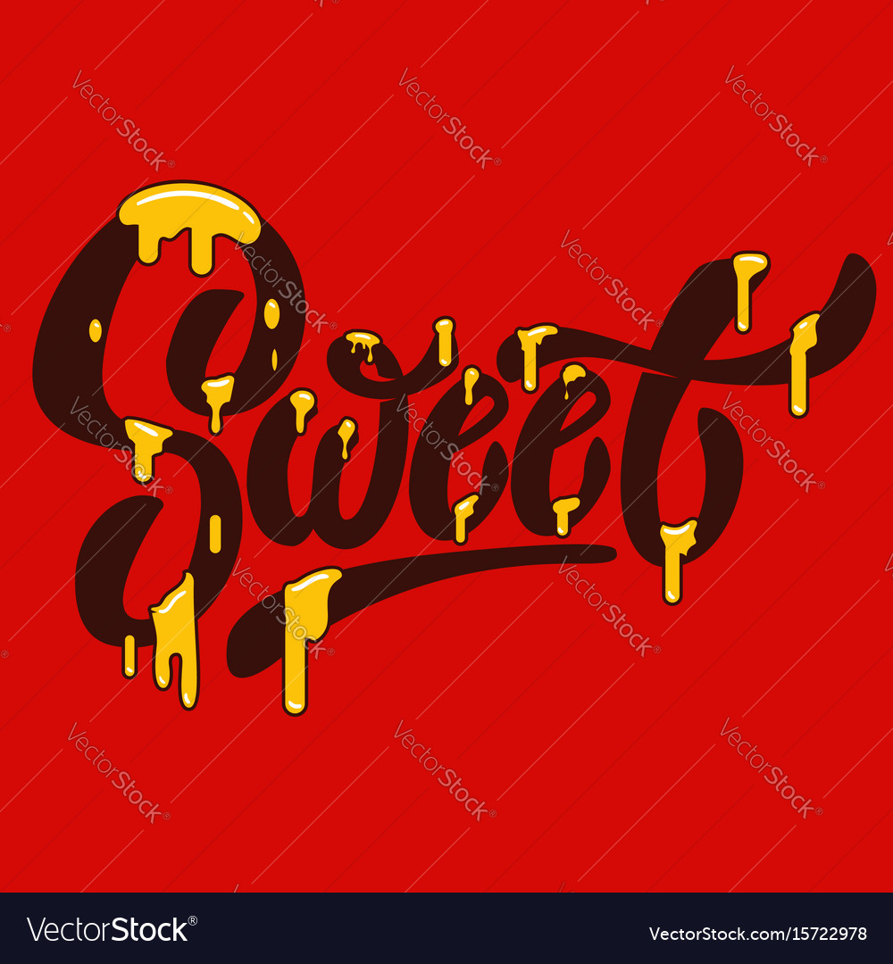 Sweet hand drawn lettering with caramel effect Vector Image