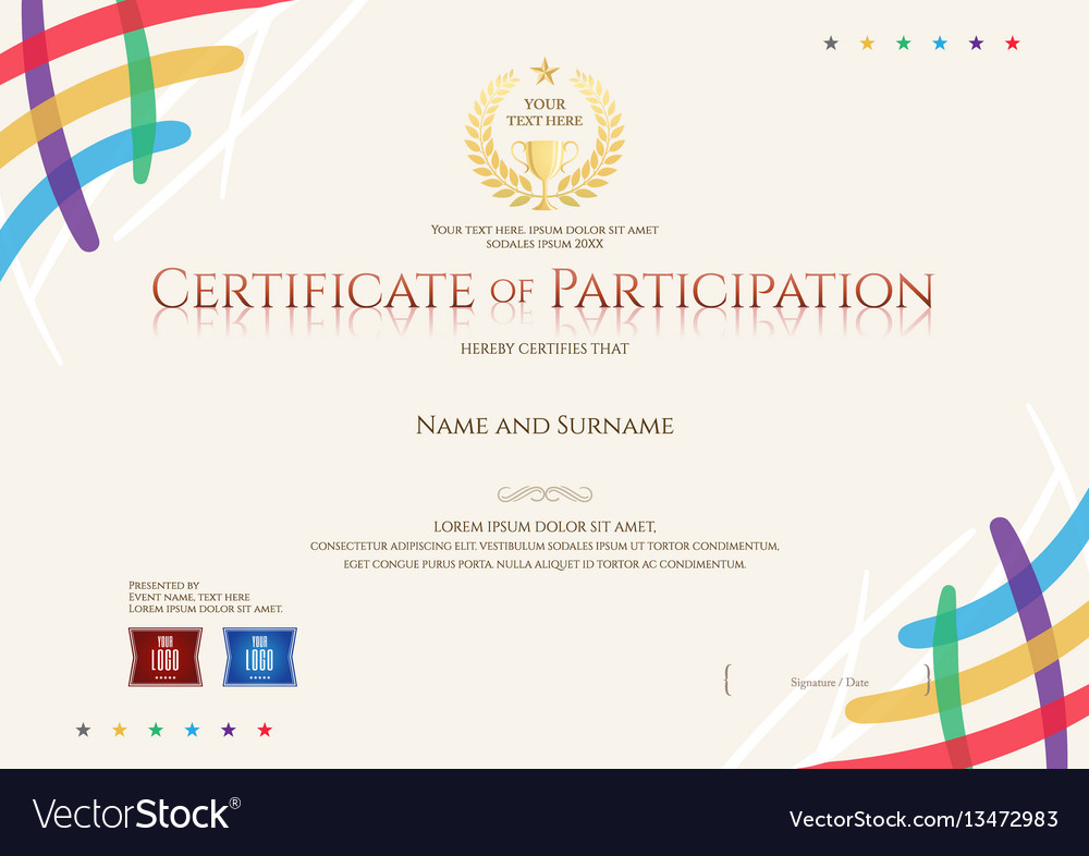 Certificate of participation template Royalty Free Vector