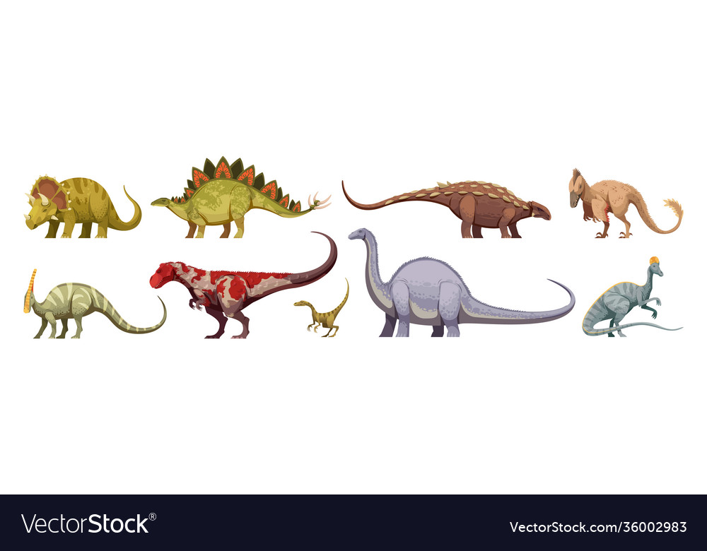 Dinosaurs cartoon set Royalty Free Vector Image