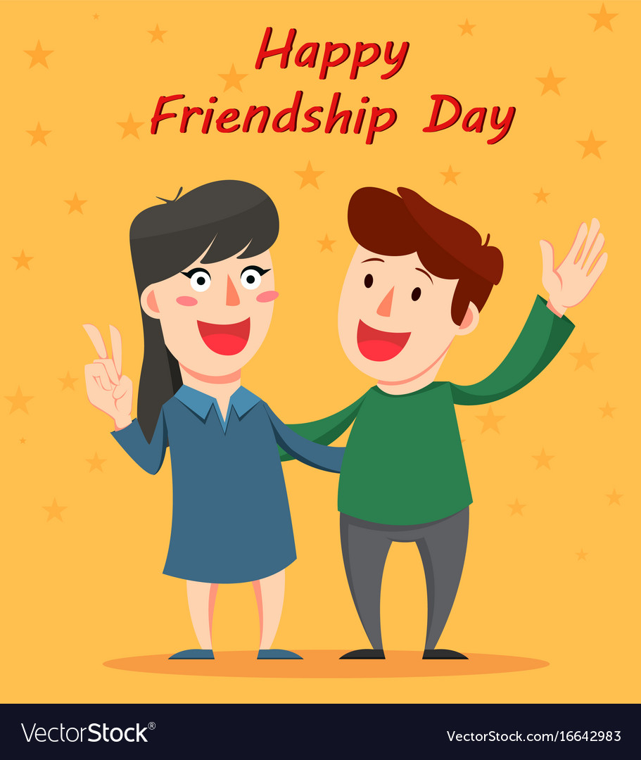 happy friendship day greeting card friends vector image