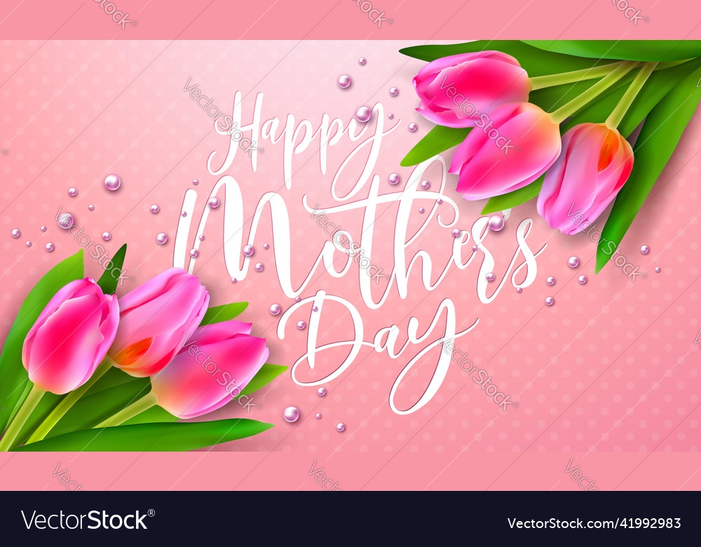 Happy mothers day greeting card design with spring