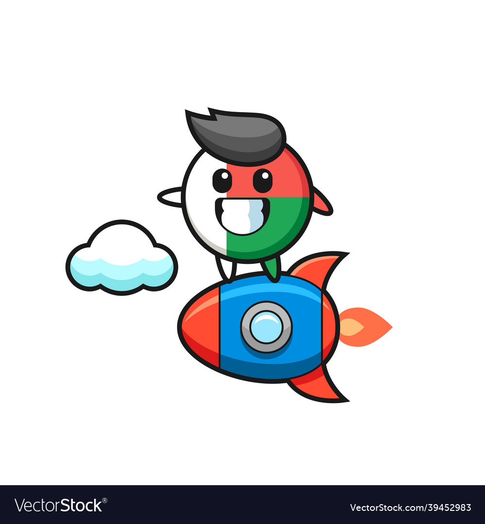 Madagascar flag badge mascot character riding