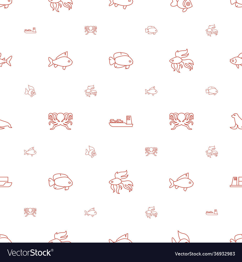 Ocean icons pattern seamless white background