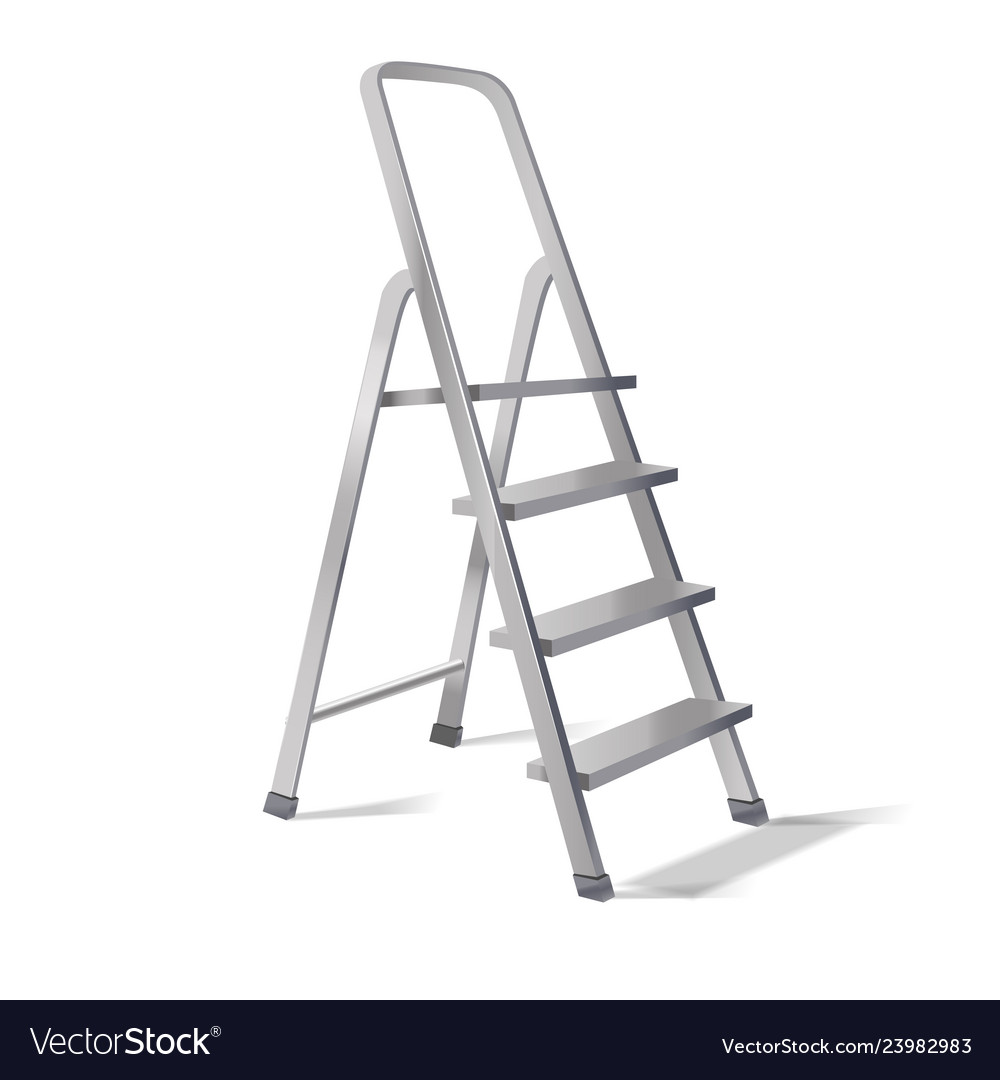 Realistic 3d detailed metallic step ladder Vector Image