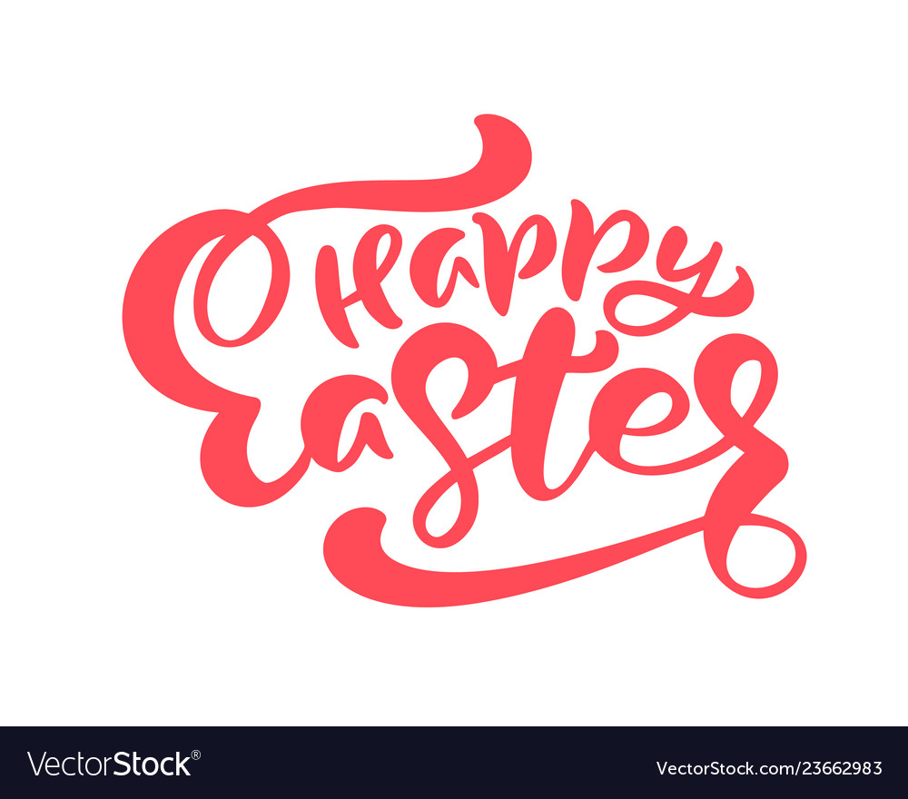 Red happy easter hand drawn calligraphy and brush