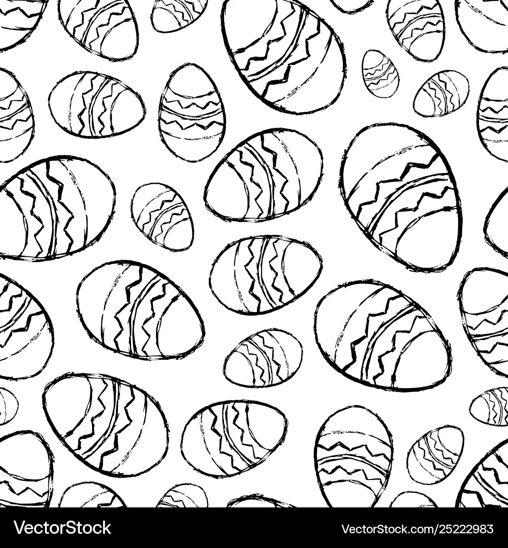 Seamless pattern with hand drawn easter eggs Vector Image