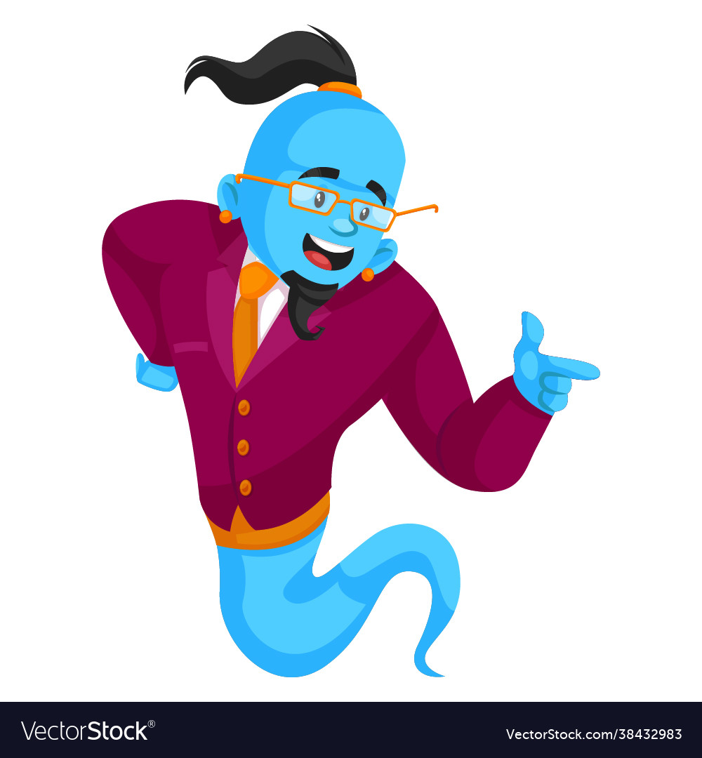 Smart genie cartoon character Royalty Free Vector Image Smart genie cartoon character Royalty Free Vector Image