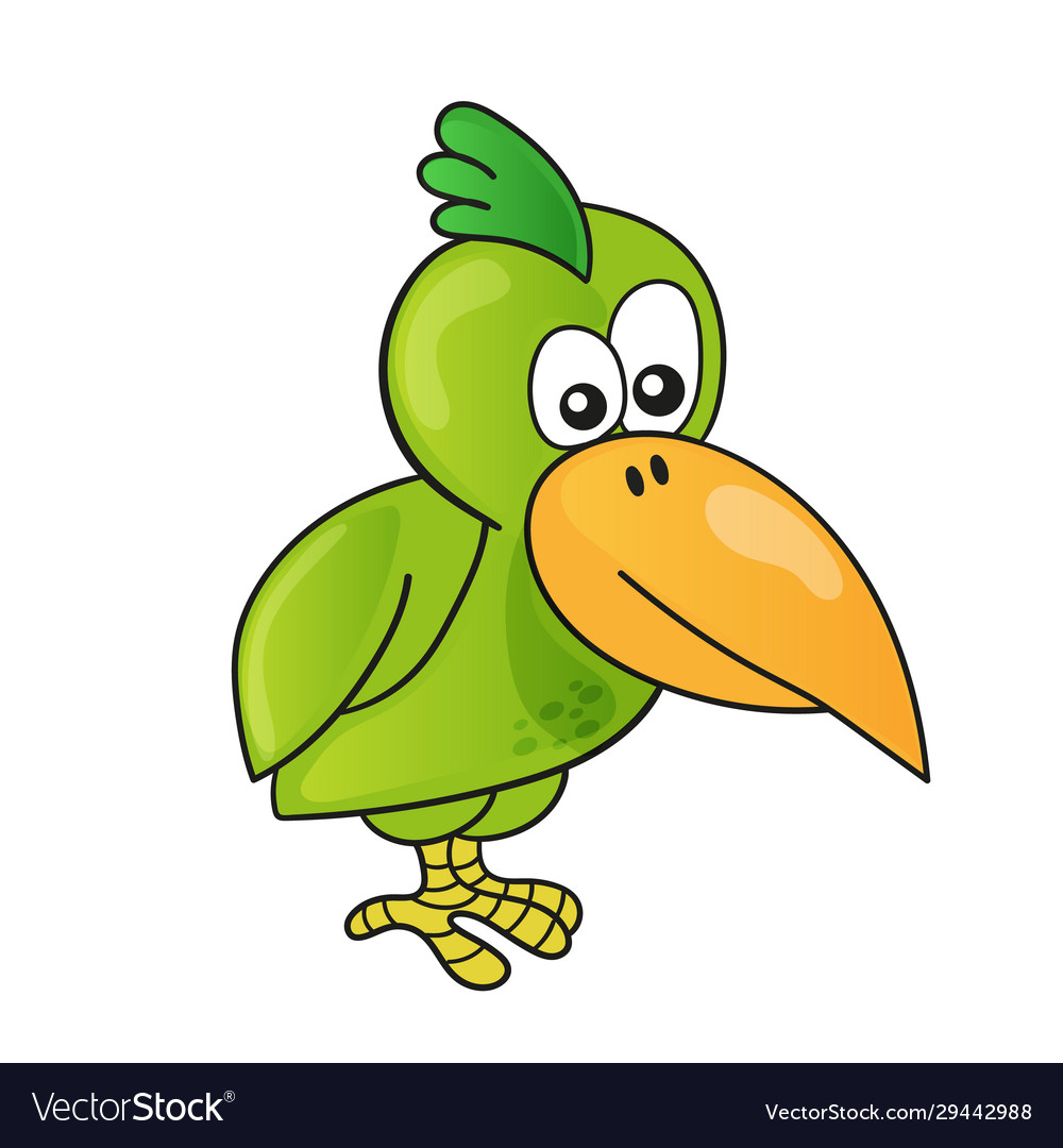 Cartoon cute bird on white background