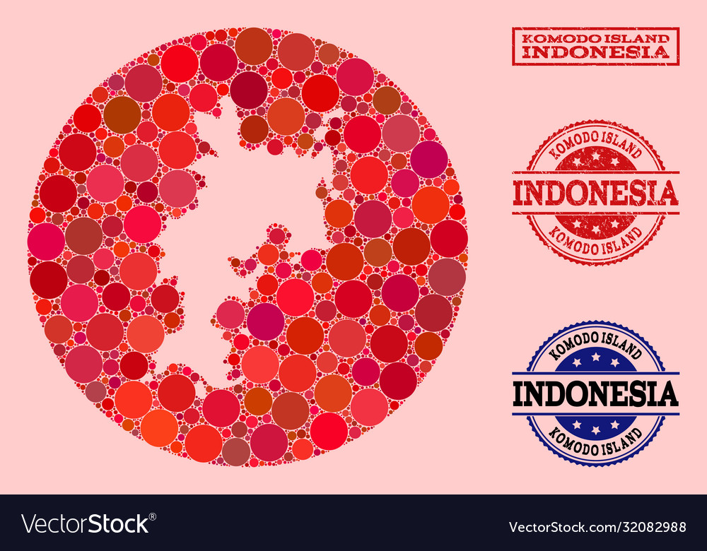 Hole round map komodo island mosaic and rubber