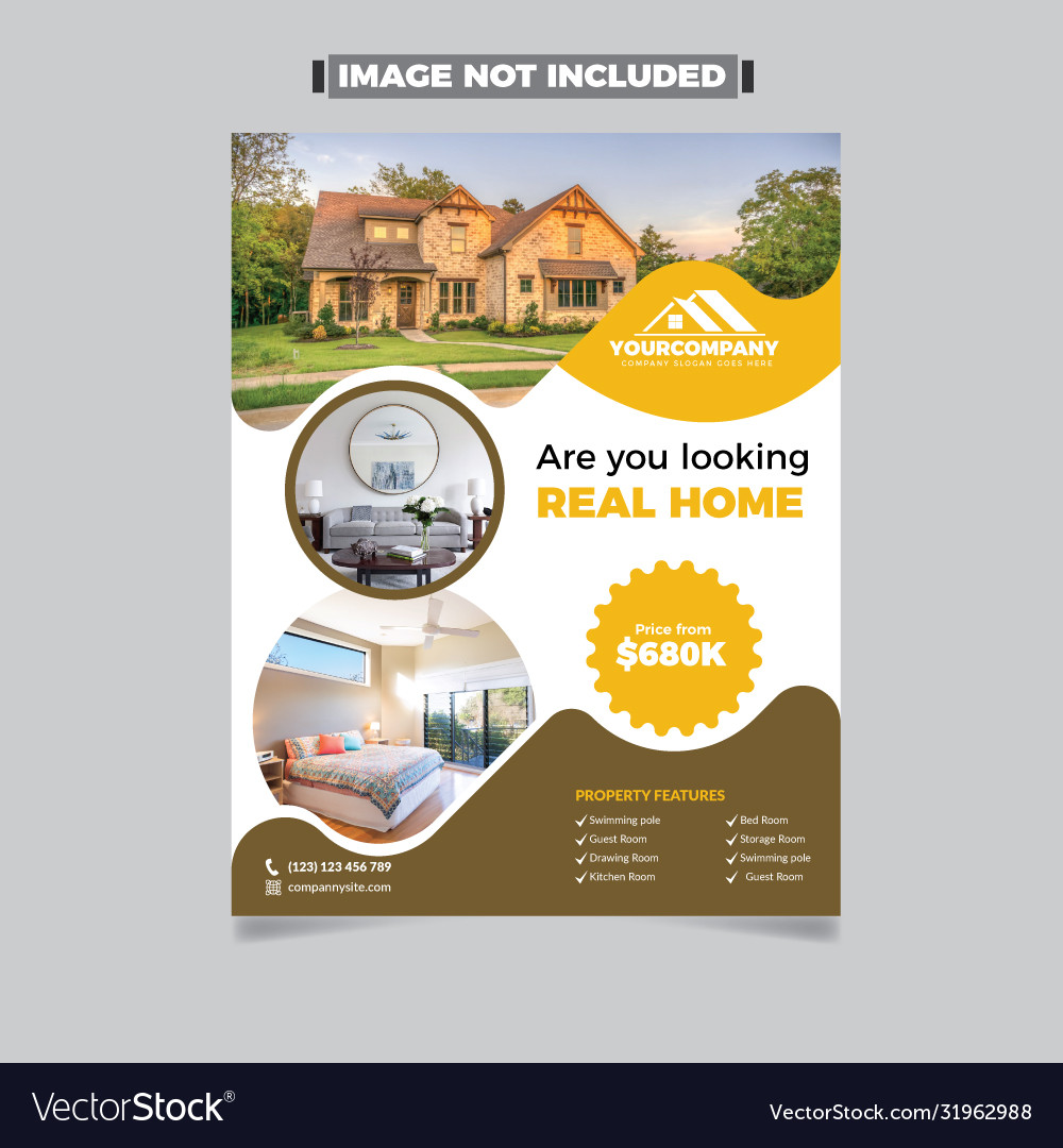 Real estate flyer template Royalty Free Vector Image Throughout Home For Sale Flyer Template Free