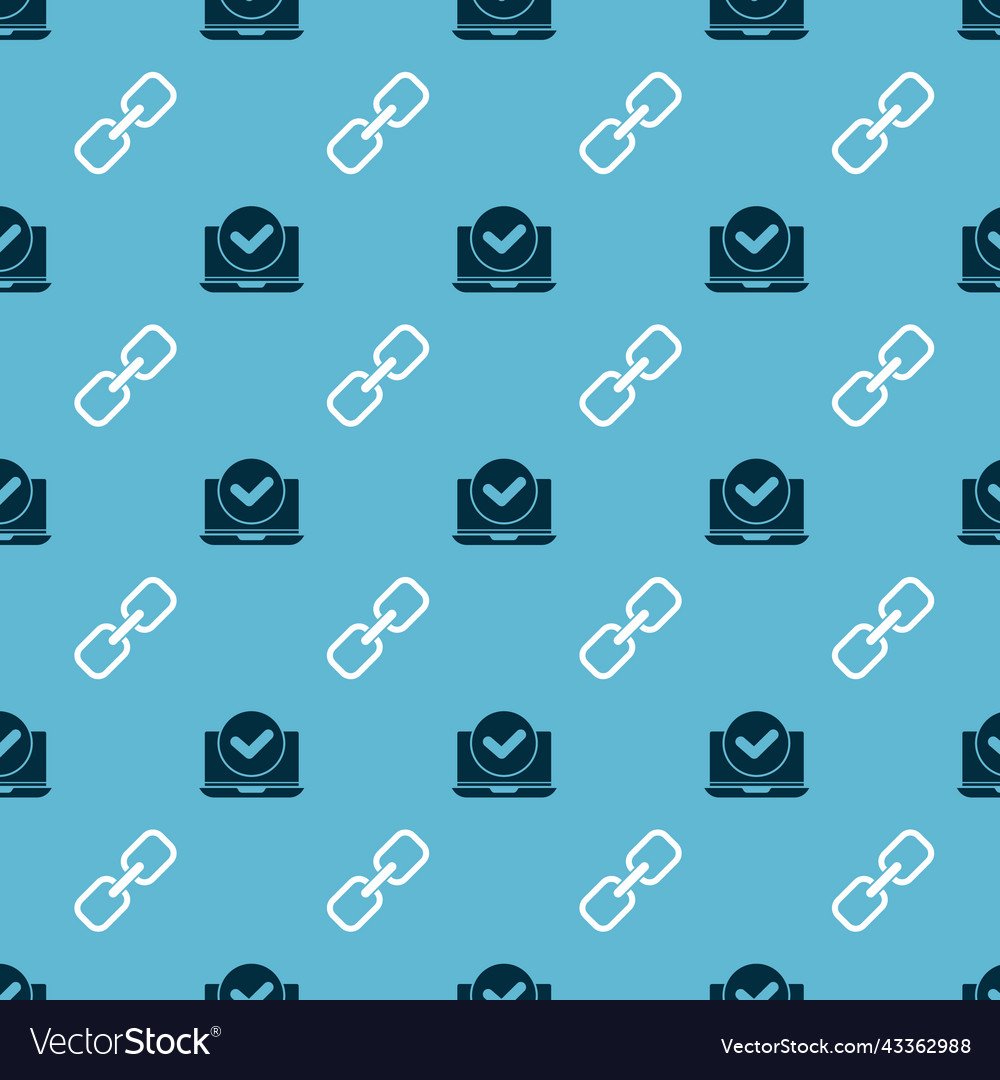 Set laptop and chain link on seamless pattern