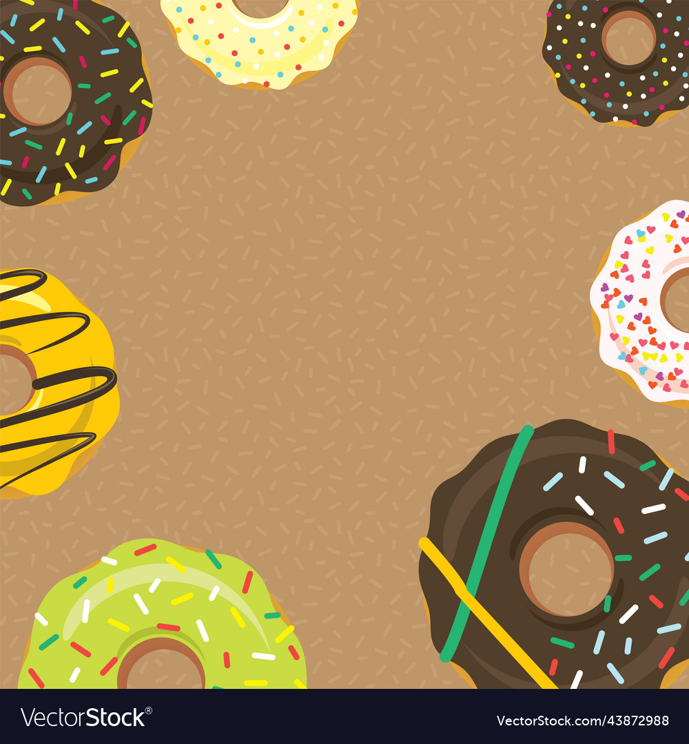 Sweet icing donuts menu background Royalty Free Vector Image