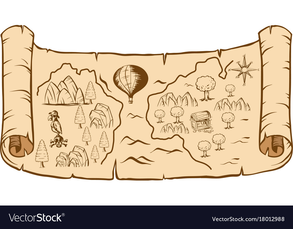 Treasure map on brown paper