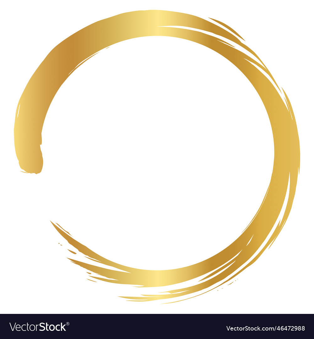 Zen gold golden circle brush stroke art Royalty Free Vector