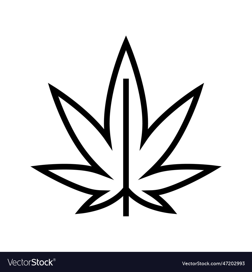 Cannabis plant weed hemp line icon Royalty Free Vector Image