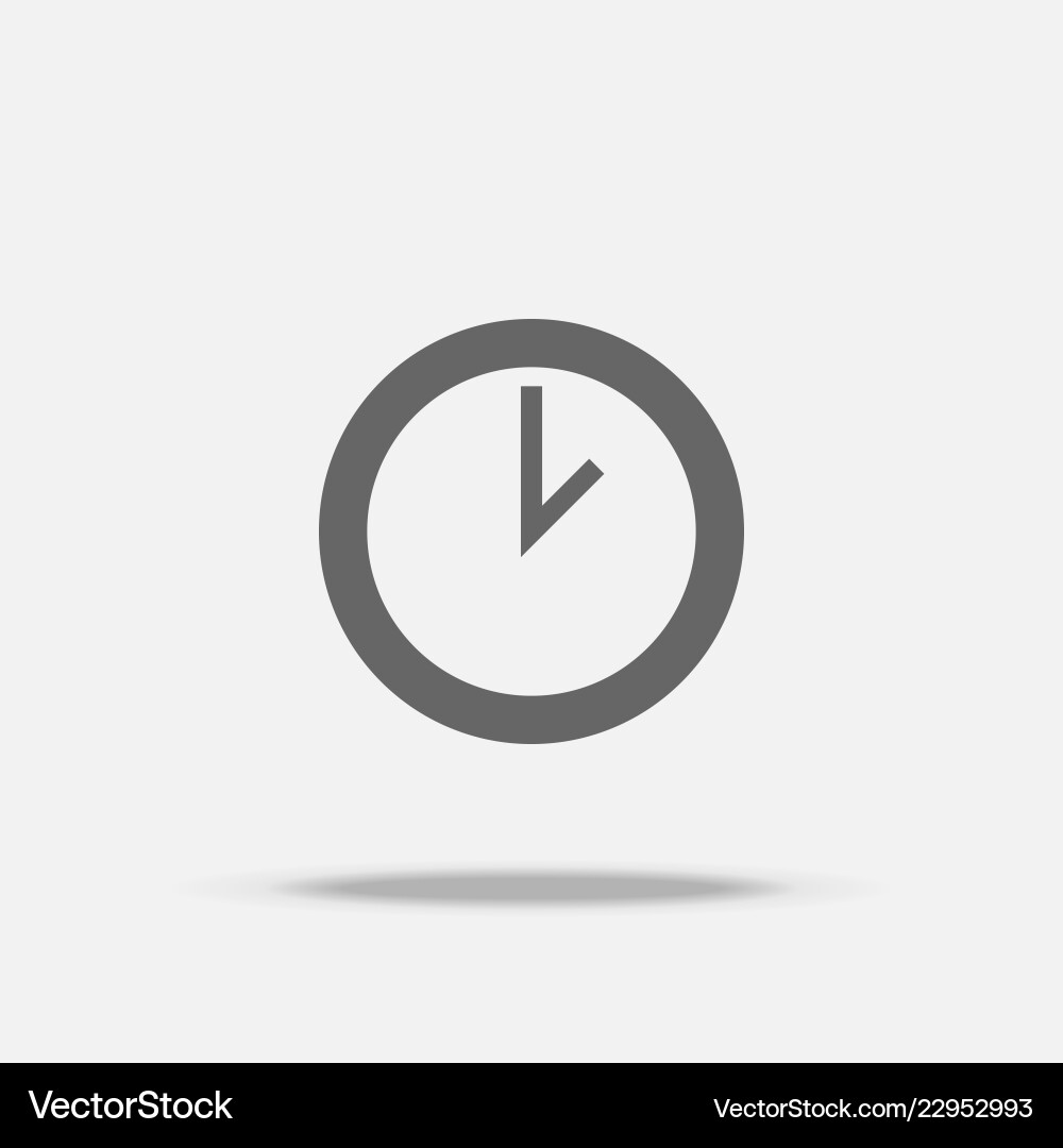 Clock flat design icon with shadow Royalty Free Vector Image