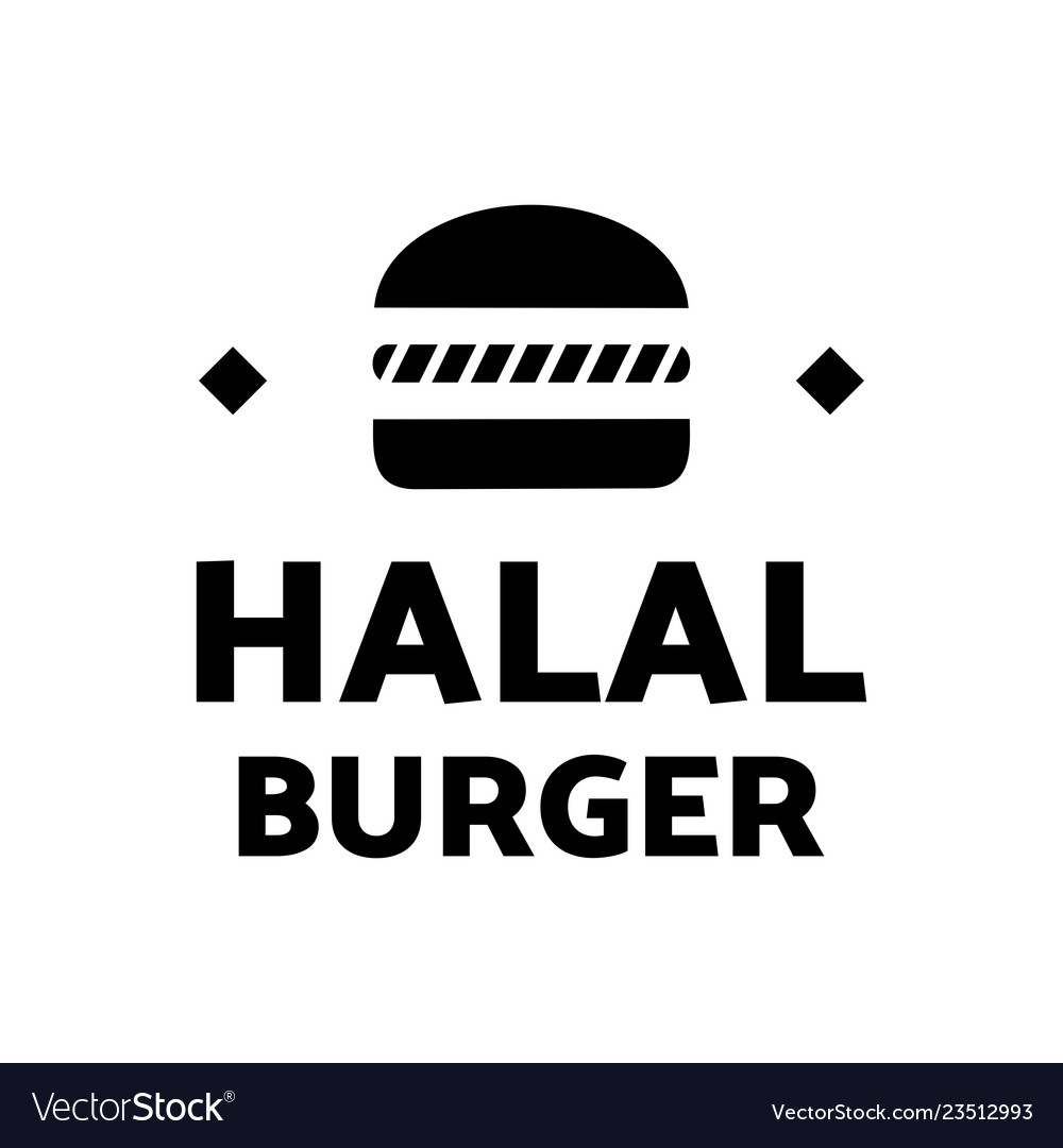 Halal burger label symbol logo Royalty Free Vector Image